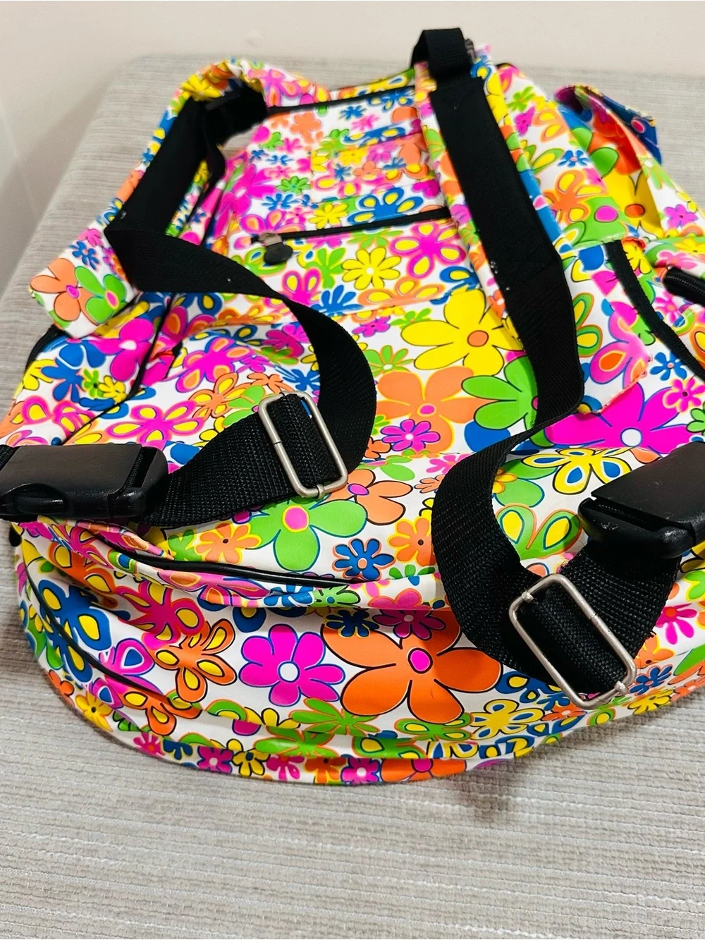 Jetpac Life Is Tennis Backpack Sling Bag 70s Neon Flower Power Lynne Tauchen